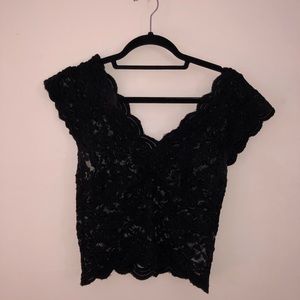 Zara Lace Crop Top - Black